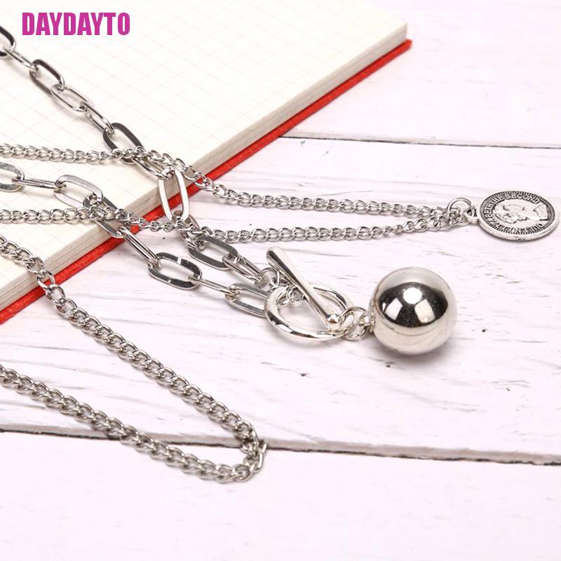 Vòng Cổ Choker Nhiều Lớp Mặt Đồng Xu Thời Trang Cho Nữ