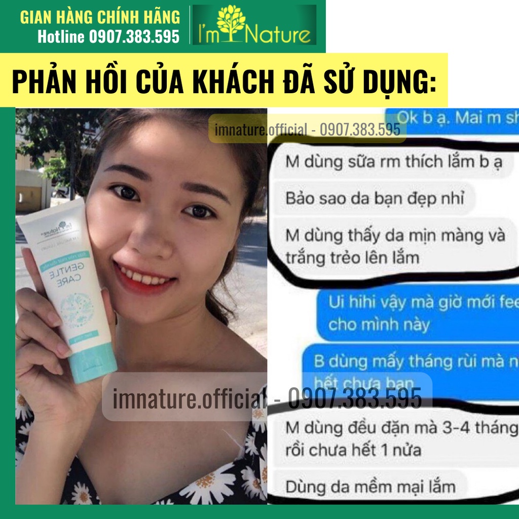 Sữa Rửa Mặt Dịu Nhẹ Cho Da Nhạy Cảm Gentle Care - Cấp Ẩm Dưỡng Sáng Da I'm Nature 100ml