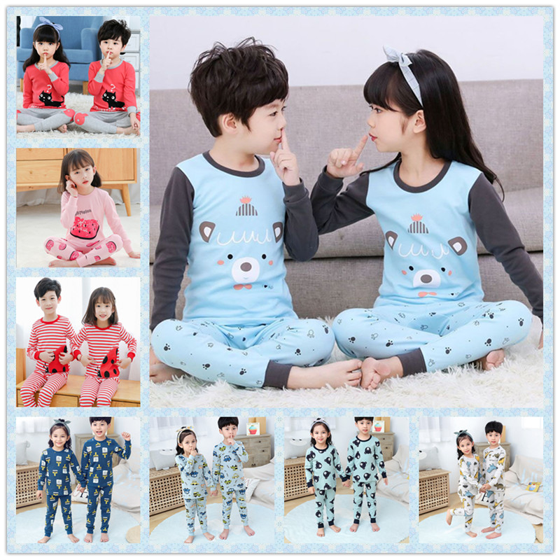 Children's pajamas, cotton clothes, cartoon boys and girls home clothes