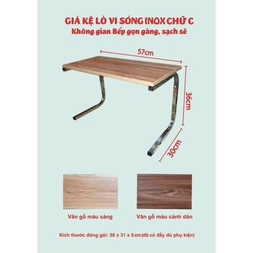 KỆ LÒ VI SÓNG 2 TẦNG CHỮ C CHẮC CHẮN - Kệ Lò Vi Sóng Để Sàn Chữ C Đa Năng - Kệ Lò Vi Sóng Khung Thép Sàn gỗ Tiện ích