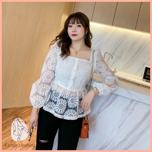 [Hàng Cao Cấp Loại 1] Áo Ren Cổ Vuông Tay Bồng Cendy Clothing Nhẹ Nhàng Nữ Tính - CD107