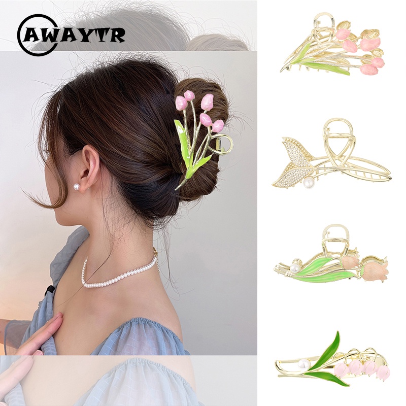Kẹp Tóc Hình Hoa Tulip Bằng Hợp Kim Phong Cách Hàn Quốc Thời Trang Cho Nữ