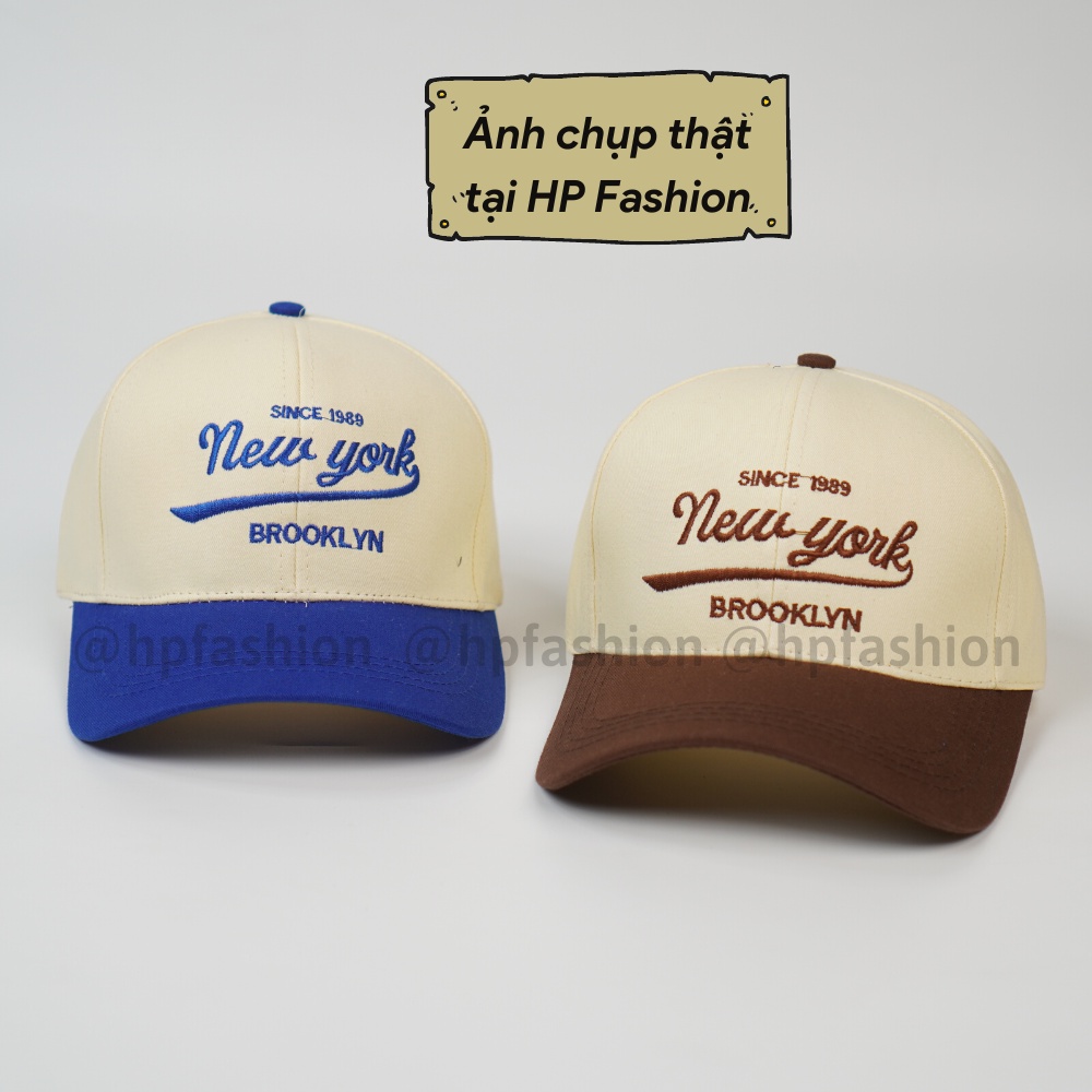 Mũ lưỡi trai ❤️ Nón kết phối màu thêu chữ NewYork Brooklyn chất kaki cao cấp form unisex nam nữ N89 - Happy Style