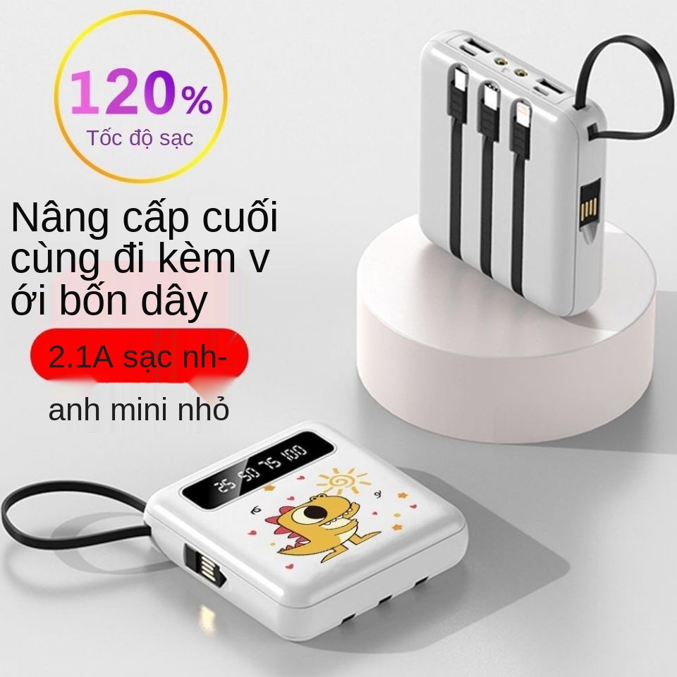 Mini pin dự phòng dung lượng lớn 20.000 mAh đi kèm sạc nhanh 4 dây và nguồn điện di động siêu bền Apple Huawei Universal