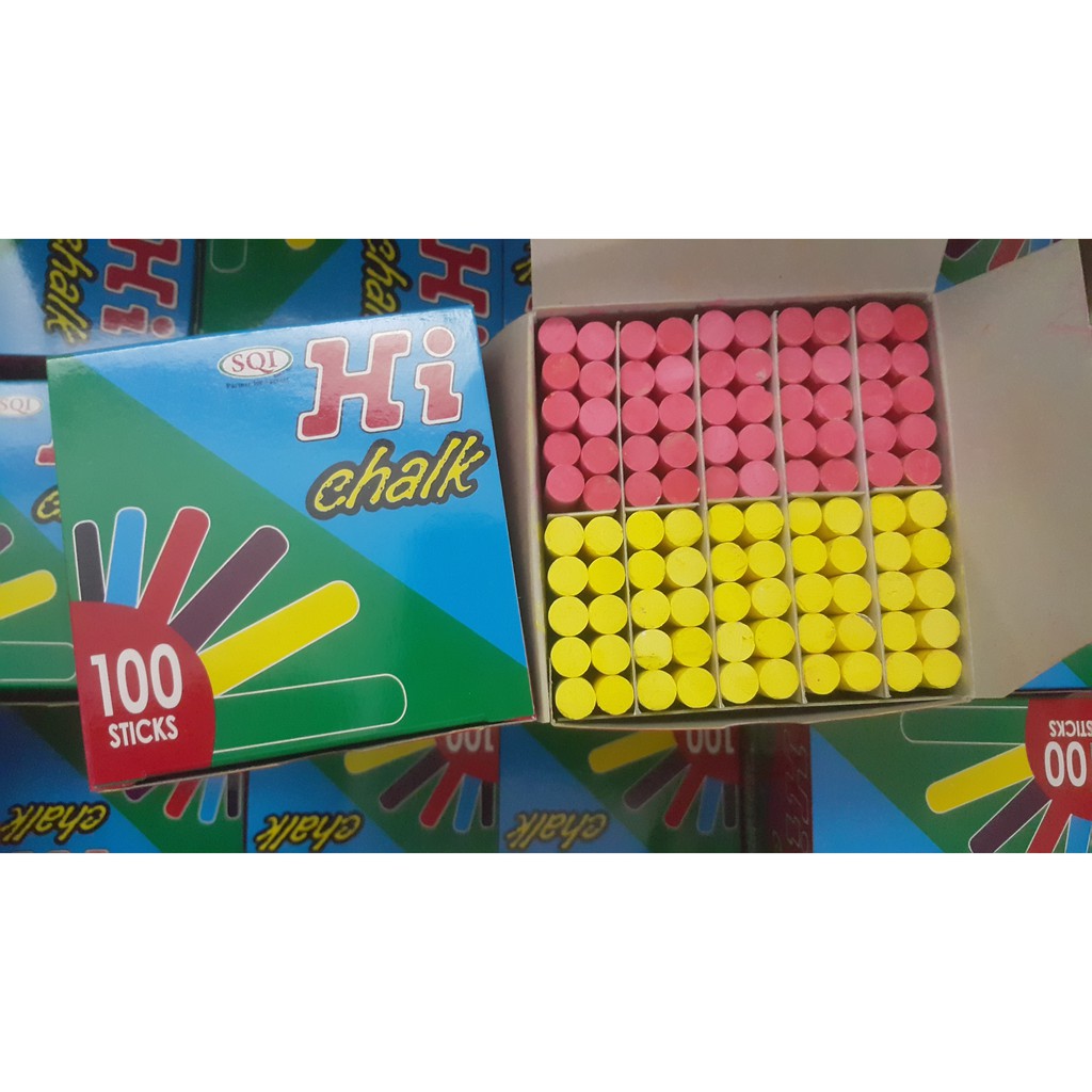 Phấn viết bảng đủ màu thái lan - hộp 100 viên