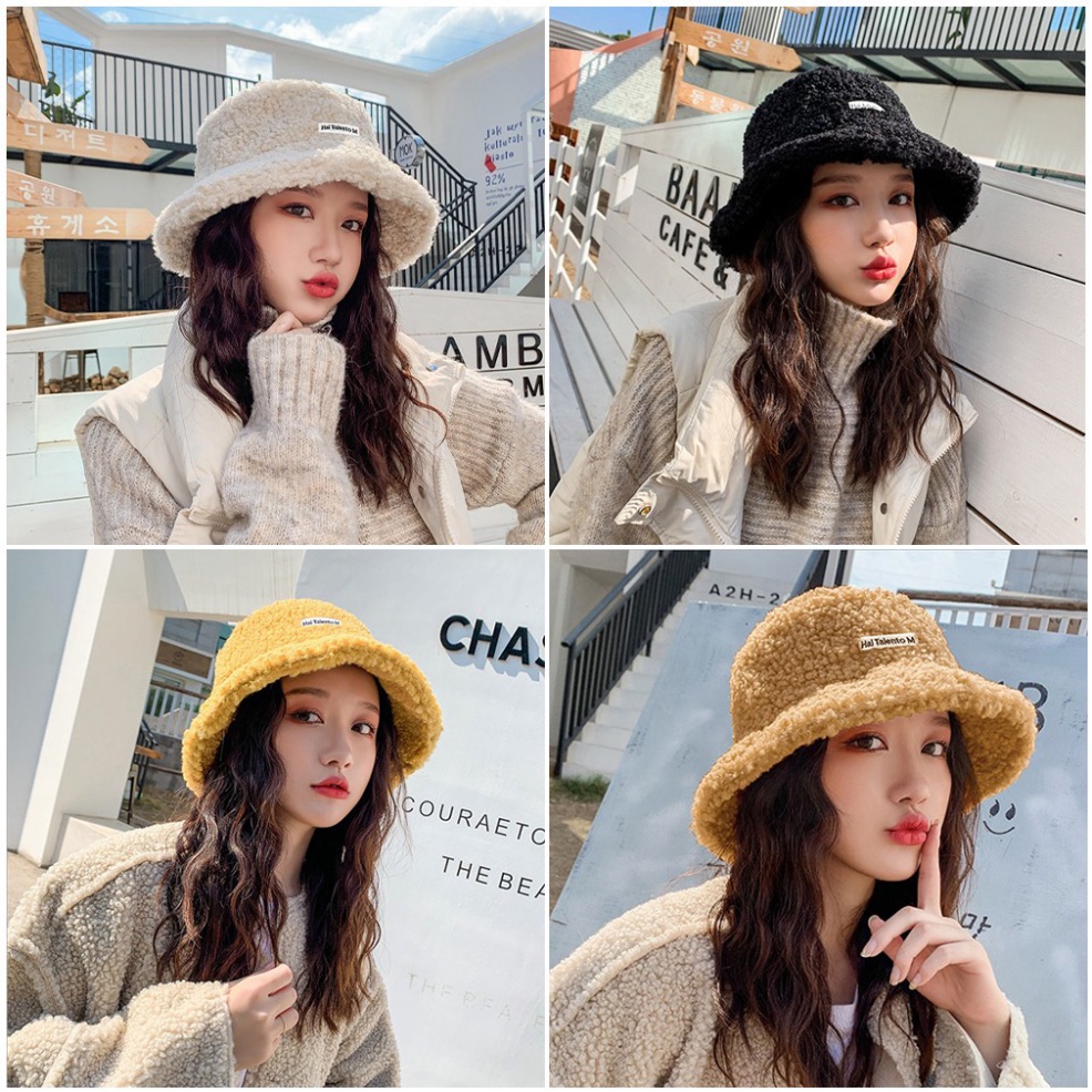 Mũ nón len nữ Hàn Quốc iLita bucket lông cừu ulzzang đẹp mùa đông thời trang đủ màu trắng, nâu, be, đen, vàng, cam, hồng