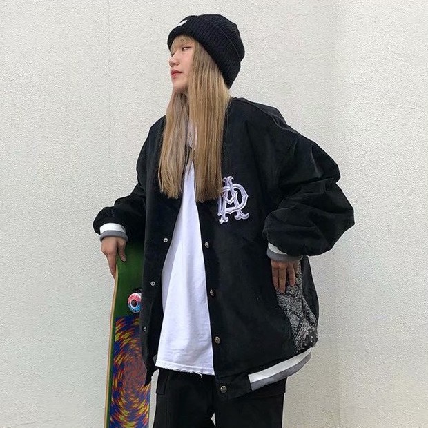 Áo khoác bomber thêu họa tiết thời trang hiphop sành điệu cho nam nữ