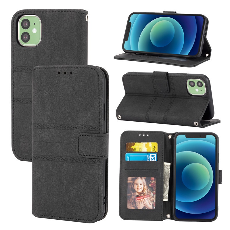 Bao da điện thoại kiểu ví lật có ngăn đựng thẻ màu đỏ thời trang cho iPhone 11 Pro XS Max XR X SE 2020 8 7 6 6s Plus