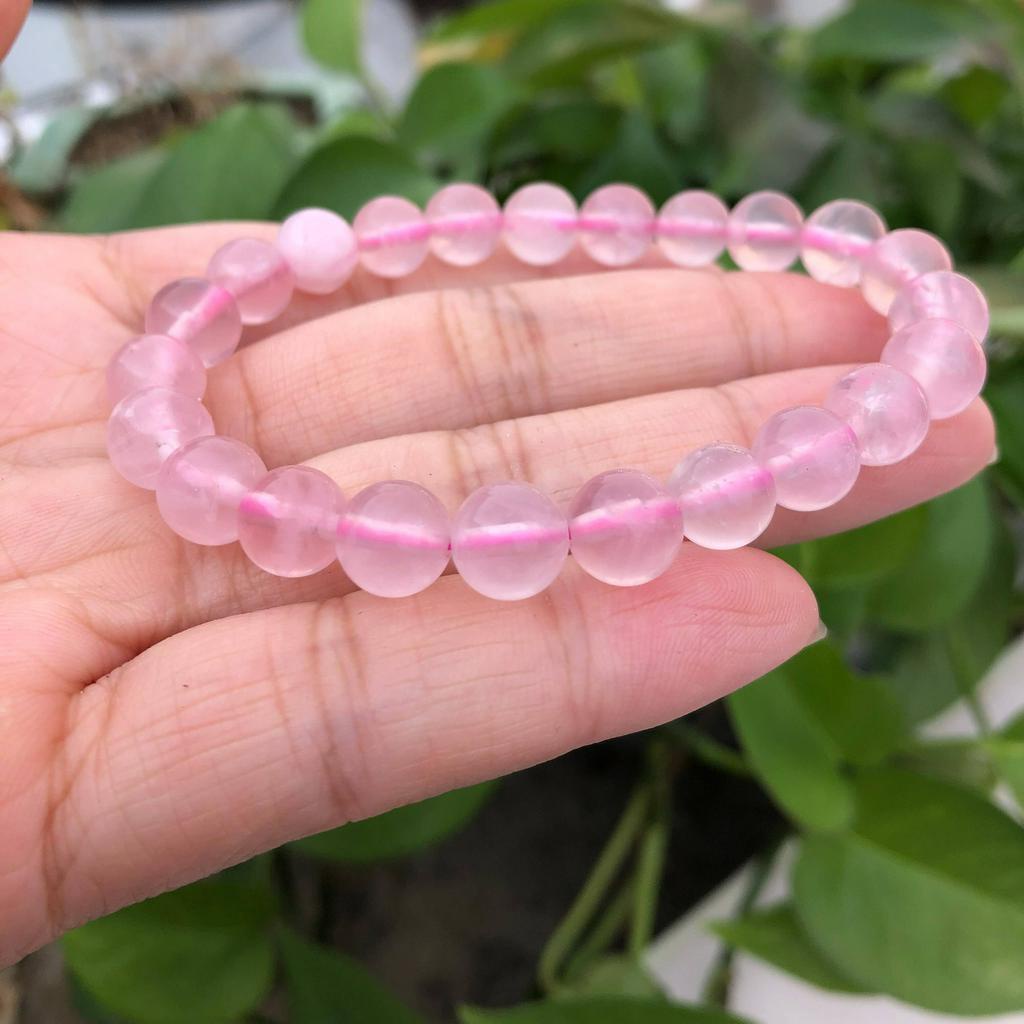 Vòng Tay Chuỗi Hạt Đá Quý Màu Hồng Tự Nhiên