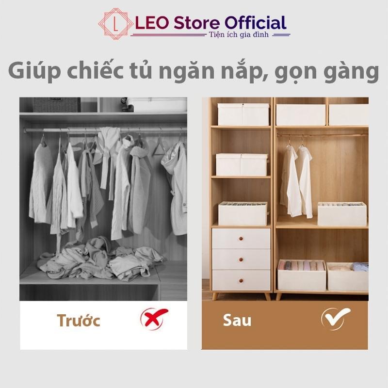 Hộp đựng quần áo chia ngăn bằng vải tiện lợi, khay túi vải đựng đồ 7, 9 ngăn cỡ lớn tiện dụng Leos Official