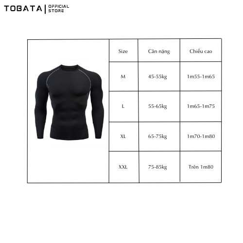 Áo giữ nhiệt nam dài tay đá bóng áo tập gym nam Tobata A01
