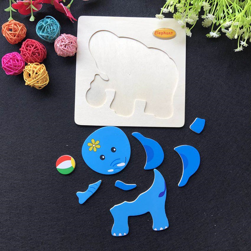 Tranh xếp hình 3D Động vật phương tiện giao thông - đồ chơi gỗ phát triển trí thông minh - Smart Baby Toys