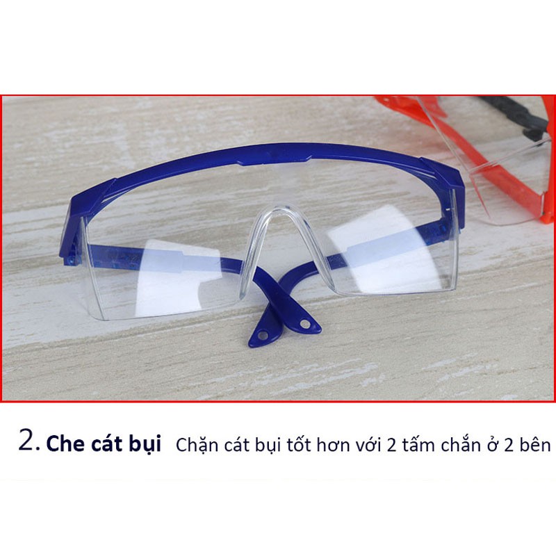 Kính bảo hộ MK-01 chống văng bắn vi khuẩn, chống tia UV giúp che gió che cát bụi, chống tia UV, chống va đập,(Màu đen)