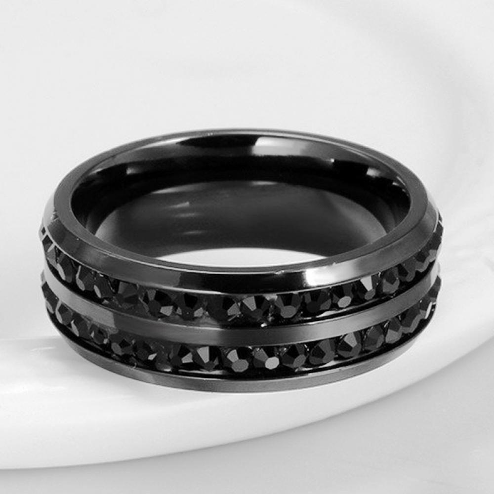 Nhẫn đeo tay bằng thép không gỉ màu đen thời trang đám cưới cho nam nữ