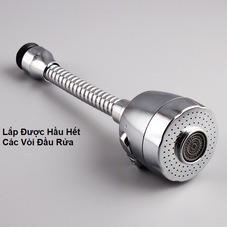 Đầu Vòi Tăng Áp Inox Nhiều Chế Độ Tiết Kiệm Nước Xoay 360 Độ Tiện Dụng