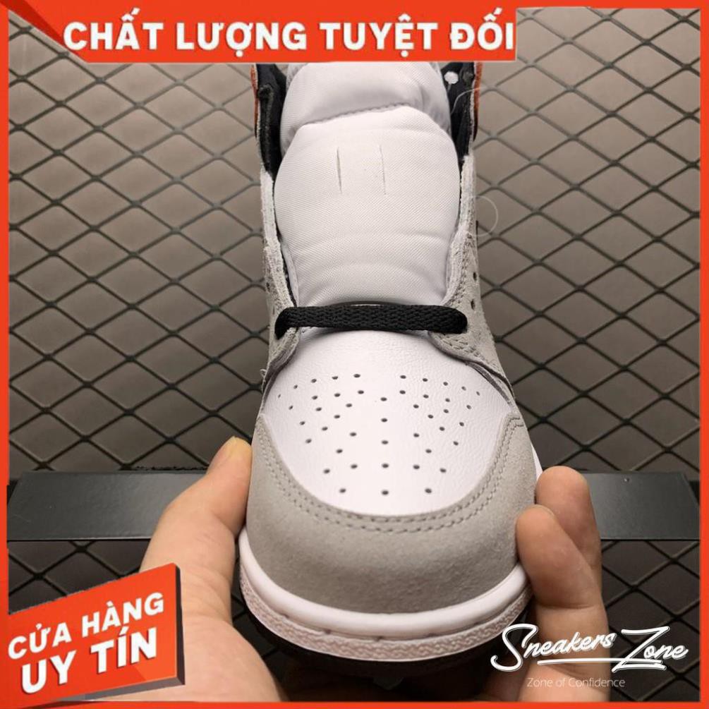 (FREESHIP+QUÀ) Video Giày thể thao AIR JORDAN 1 Retro High Light Smoke Grey xám tai đỏ cao cổ : " :