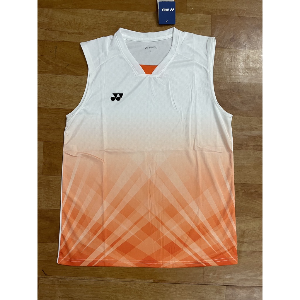 M nam - Áo cầu lông Yonex 6998 sát nách Trắng cam (Nam)