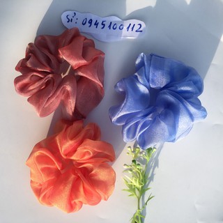 {Ảnh thật} cột tóc vải scrunchies von lụa ánh kim