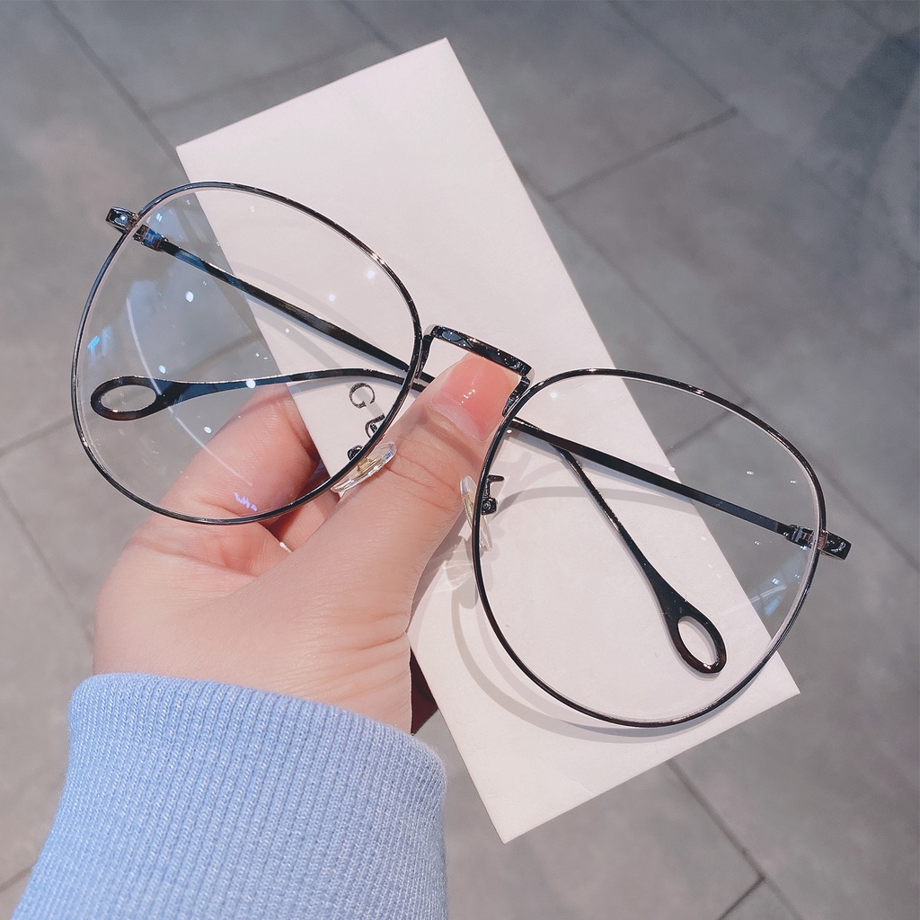 Mắt kính HENGHA gọng hình oval oversize chống bức xạ phong cách thời trang Hàn Quốc cho phái nữ