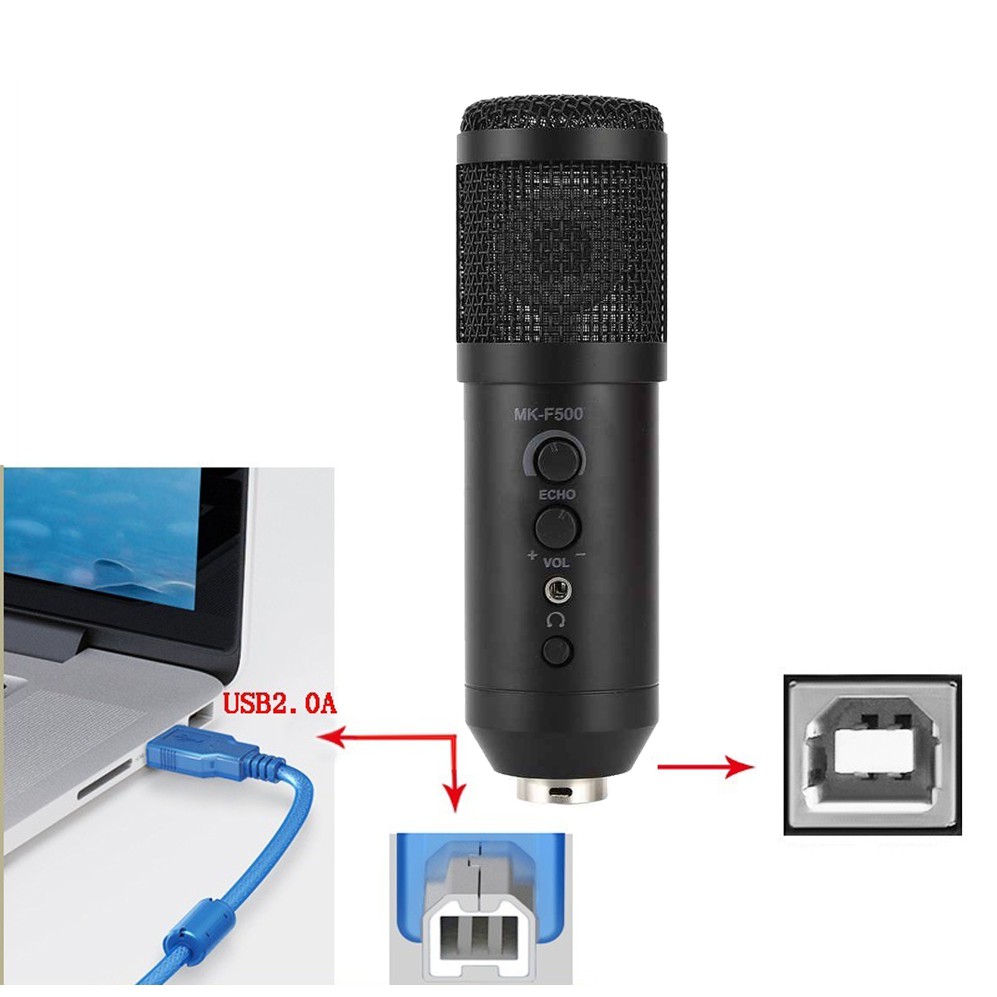 [Mã ELHACE giảm 4% đơn 300K] Microphone Thu Âm Live Stream MK-F500USB - Kết nối qua cổng USB