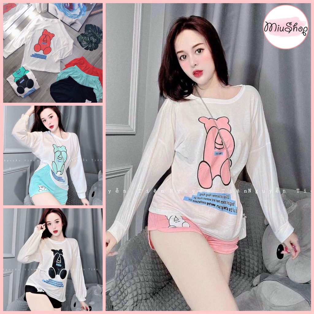 👉👉Sét đồ ngố gấu tay dài 👉👉siêu xinh đồ bộ mặc nhà sét gấu ngố