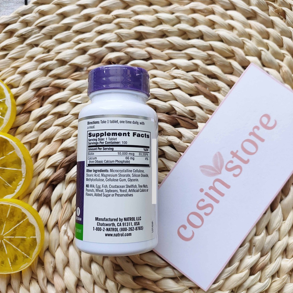 Viên Uống Hỗ Trợ Mọc Tóc Natrol Biotin 10000 Mcg 100 Viên Của Mỹ | Thế Giới Skin Care
