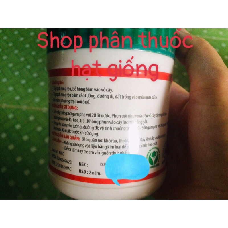 Thuốc tẩy sạch rong rêu trên cây trồng - sân gạch- tường nhà đóng rong rêu và xát khuẩn chuồng trại rất hiệu quả