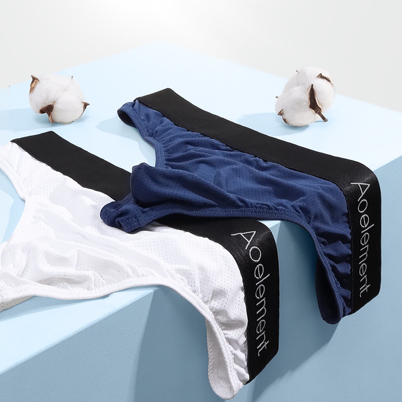 Quần lót vải cotton lụa lạnh eo thấp siêu mỏng thoáng khí co giãn thời trang mùa hè cho nam