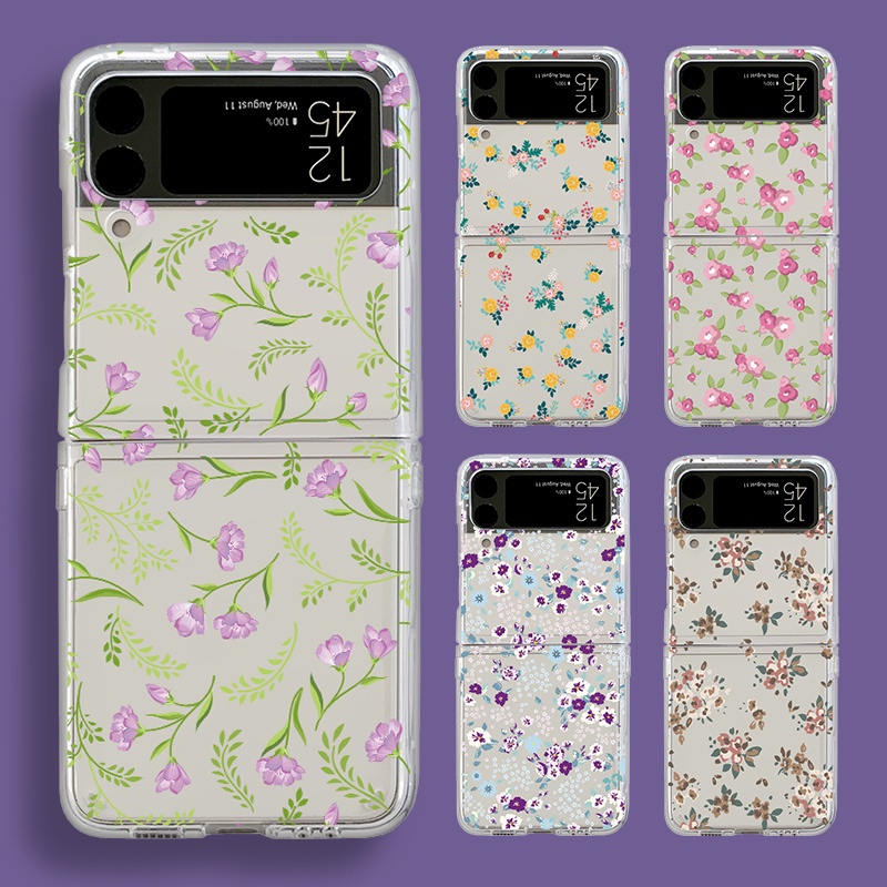 Bao Da Điện Thoại Nắp Gập Mỏng Họa Tiết Hoa Thời Trang Cho samsung galaxy z flip 4 flip 3 5g Ốp