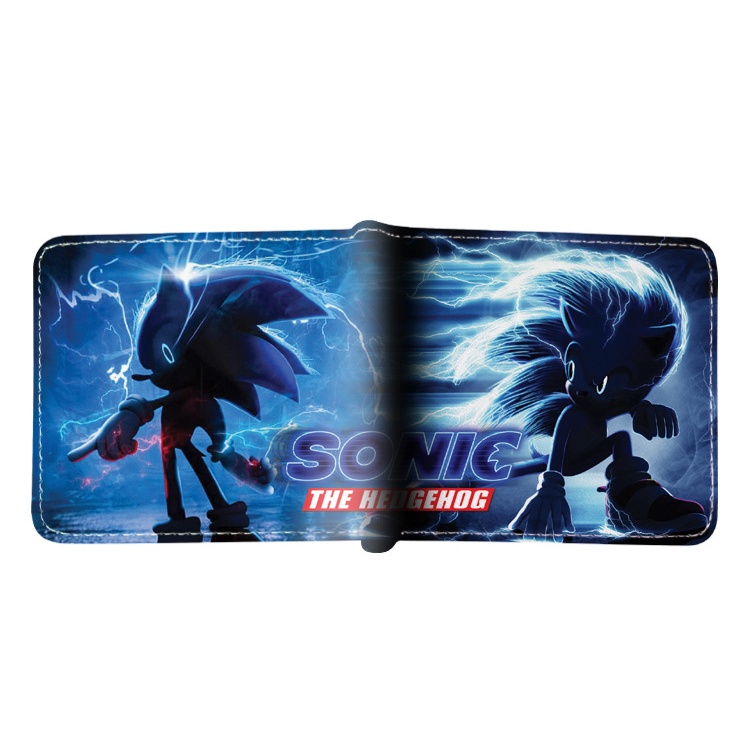 Ví Sonic Ngắn Nửa Gấp Đựng Thẻ Full Màu Hoạt Hình Anime Nam Trẻ Em Ví Đựng Tiền Xu Bé Trai