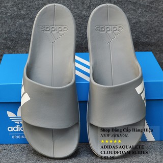 Dép Adidas Aqualette Cloudfoam màu xám đế trắng