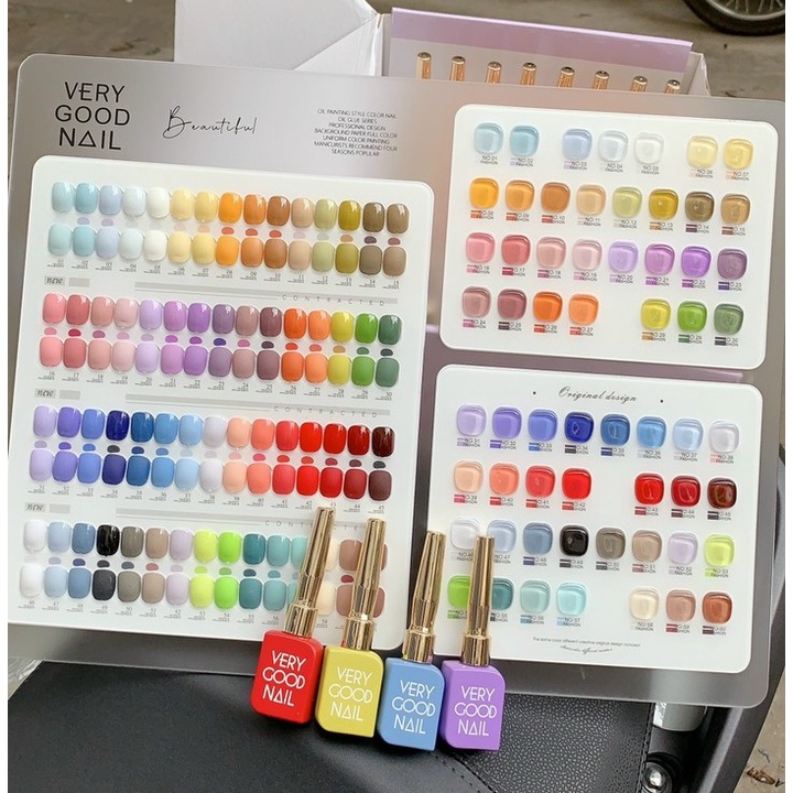 Set sơn gel very good nail 60 màu Chai Dài , ( Fullbox Tặng BẢNG MÀU + Base , Top )