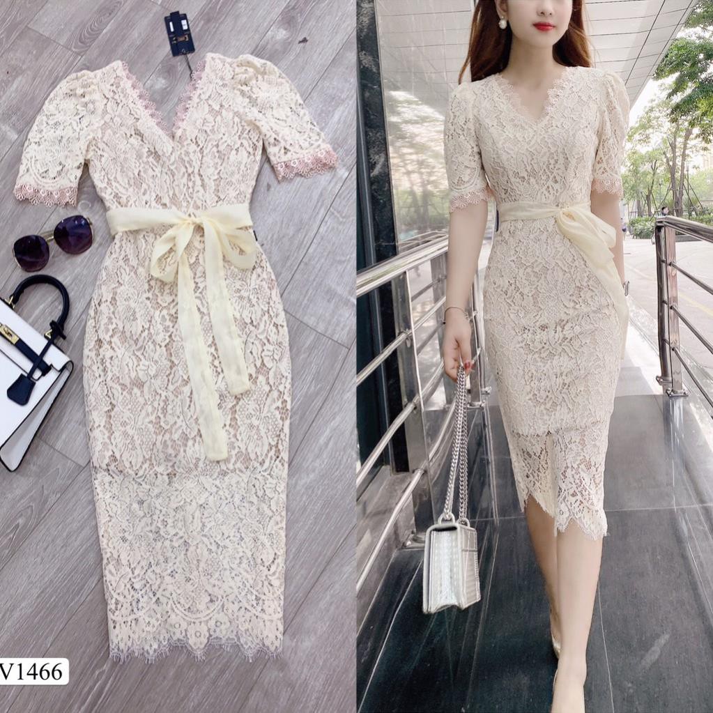 VÁy ren body vàng kem V1466 - Đẹp Shop DVC - Kèm ảnh thật trải sàn do shop tự chụp chính hãng