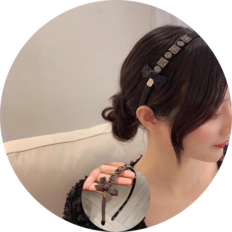 Bờm tóc nơ đính đá pha lê / Băng đô nơ đính đá , phụ kiện tóc kute xinh đẹp - Hari Korea Accessories