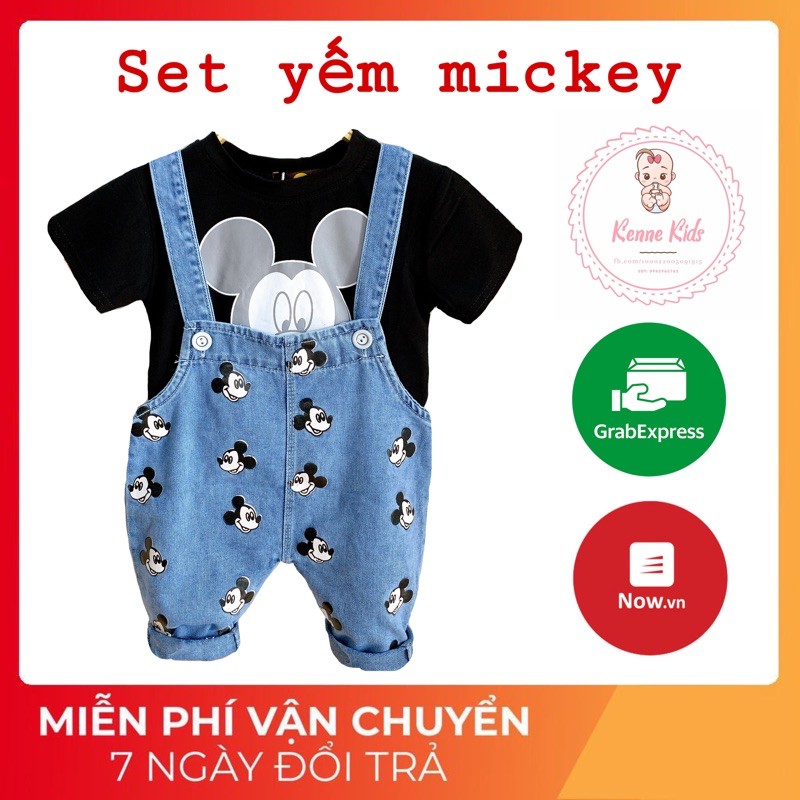 [Mẫu hot]🌺Set yếm bò áo phông mickey quần yếm bò áo phông cho bé