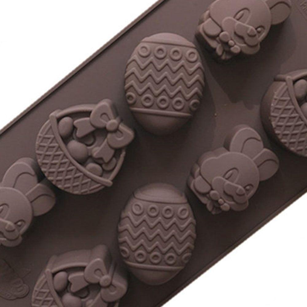 LAKAMIER Khuôn Silicone 8 Họa Tiết Làm Bánh Trứng Phục Sinh