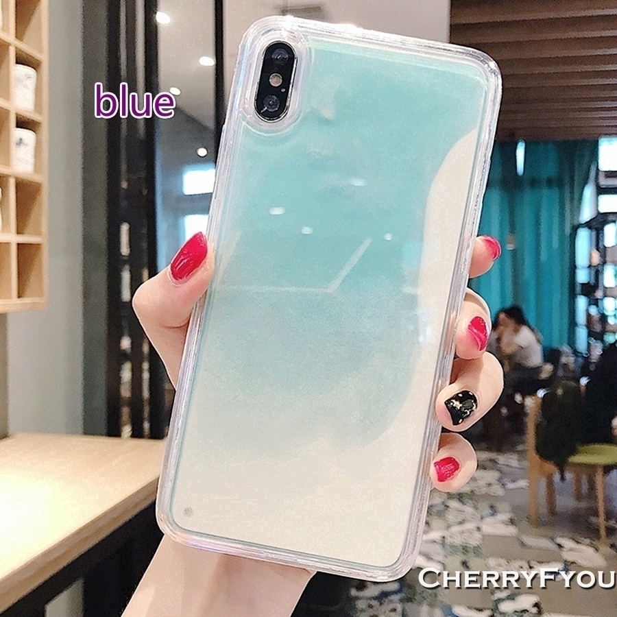 Ốp lưng cát chảy màu neon cho IPhone 6s 7 8 Plus X XS Max XR