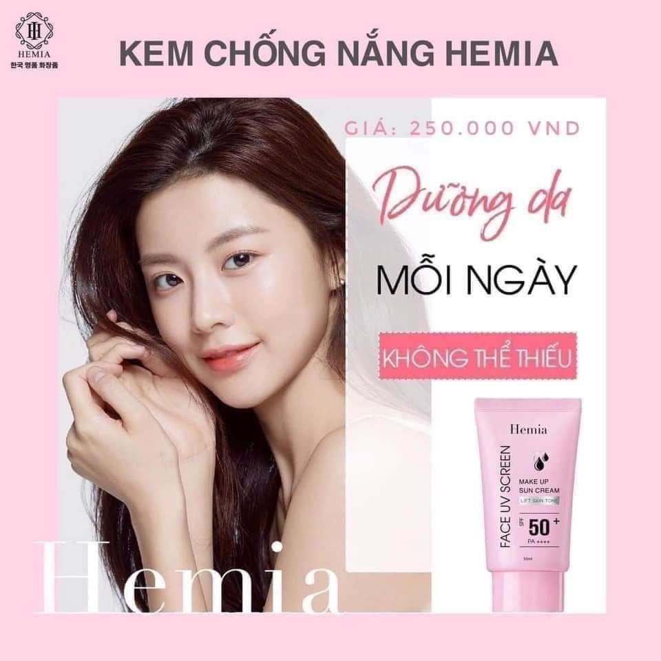 [CHÍNH HÃNG] Kem Chống Nắng HEMIA Nhập Khẩu Hàn Quốc Dưỡng Trắng Make up Bảo Vệ Da Chống Lão Hoá- Da Dầu, Da mụn, Da khô