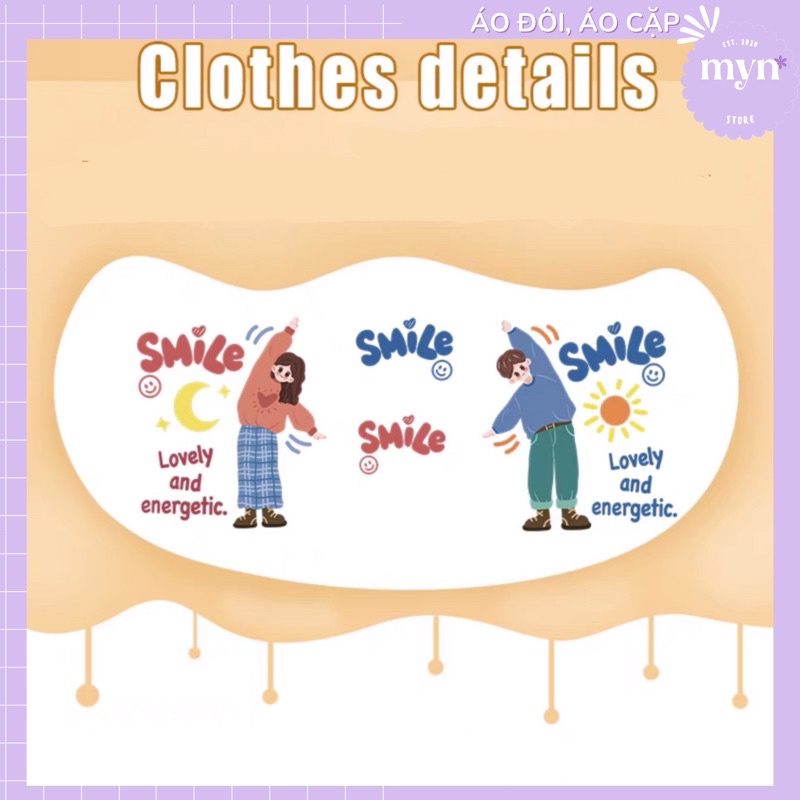 Áo thun cặp đôi Smile chất cotton, form rộng siêu đẹp, Áo phông cặp đôi Unisex Nam Nữ