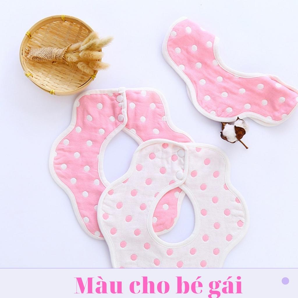 Yếm cổ cho bé, yếm cotton tròn xoay vải xô 6 lớp quàng cổ bé trai bé gái cúc bấm - RIONASHOP