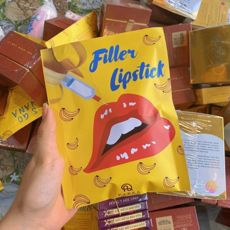 Son Filler Khử Thâm Môi Collagen Son Chuối Banana Lipstick Tặng Kèm Son Kem