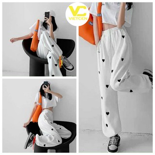 Set áo croptop rộng và quần jogger trái tim buộc dây - VIETCEN