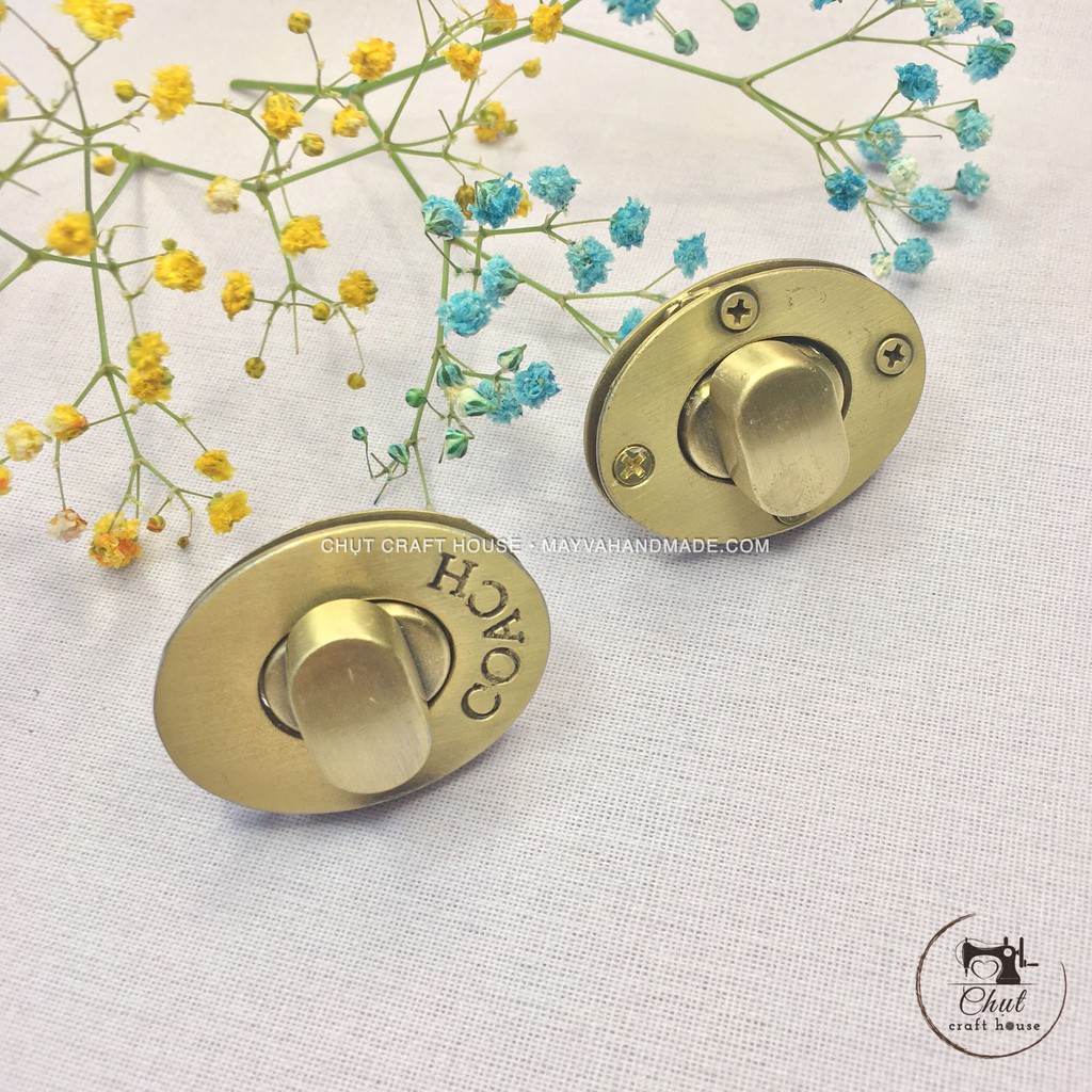Khóa ovan xoay đồng cao cấp dùng cho túi ví