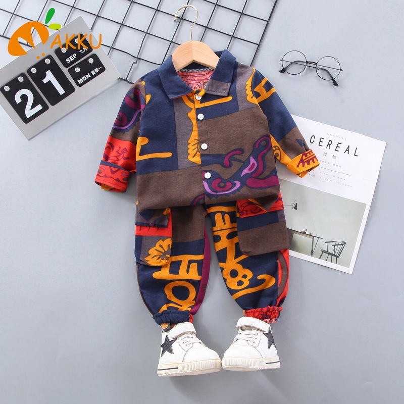 Set Áo Thun Tay Dài &amp; Quần Dài Thời Trang Cho Bé Trai 2-4 Tuổi