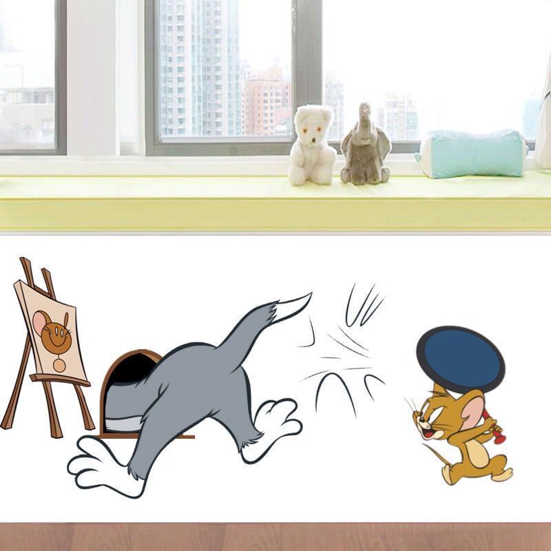 Phim Hoạt Hình Dán Tường Dán Trang Trí Mèo Và Chuột 3D Dán Kính Trang Trí Dán Tường Trang Trí Sáng Tạo Dán Tường Phòng Ngủ Giấy Dán Tường Hoạt Hình