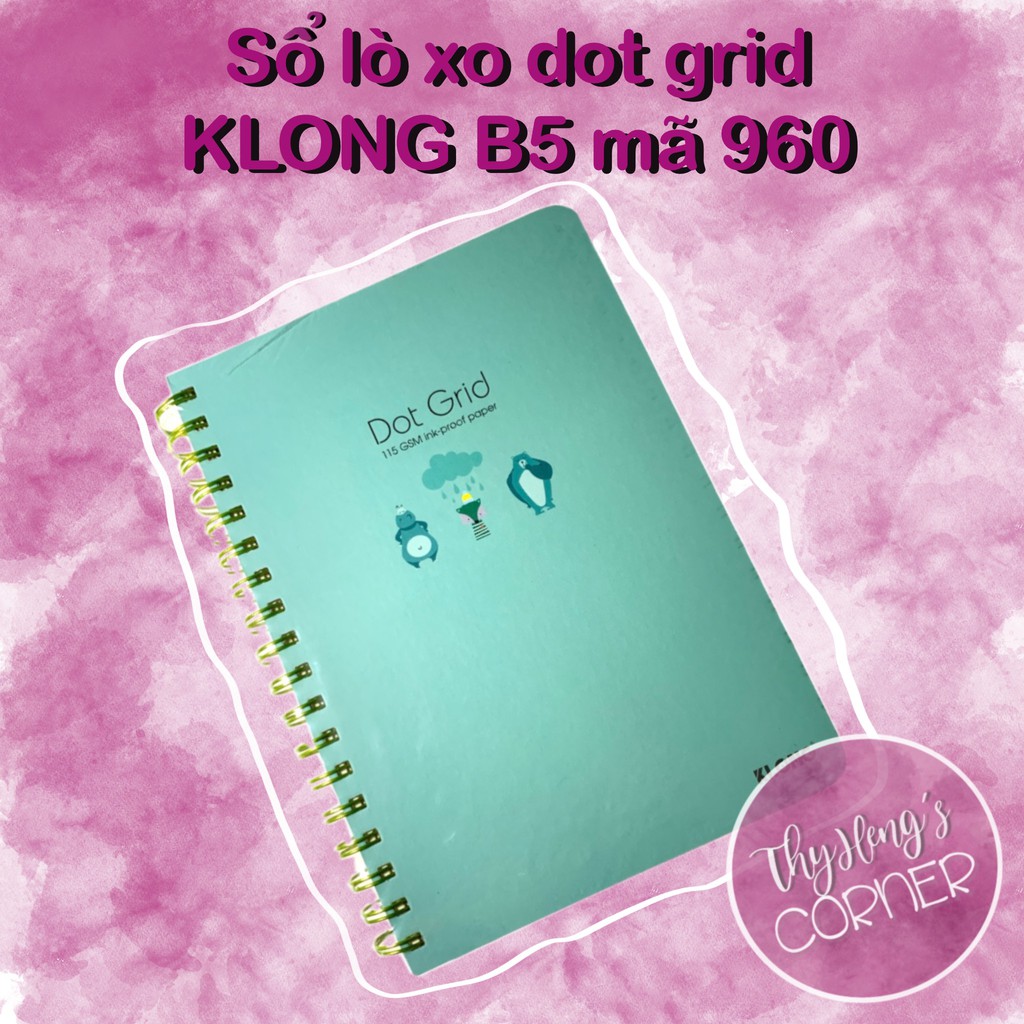 Sổ lò xo kép chấm Dot Grid B5 KLONG - 200 trang - Định lượng giấy cao, chống lem tốt - MS960 (Nhiều màu)