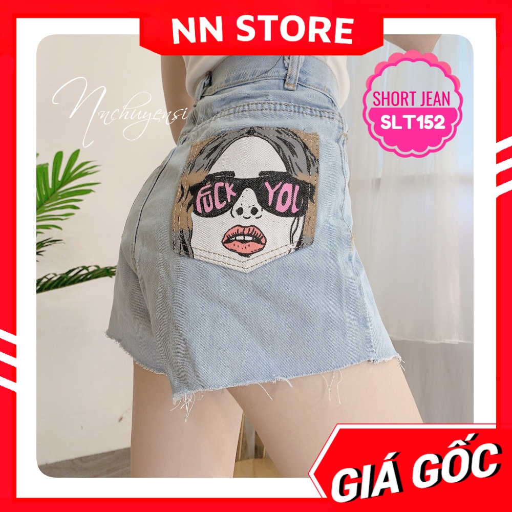 Quần short jean nữ Quần đùi nữ chất jean cao cấp in hình thêu họa tiết dễ thương SLT