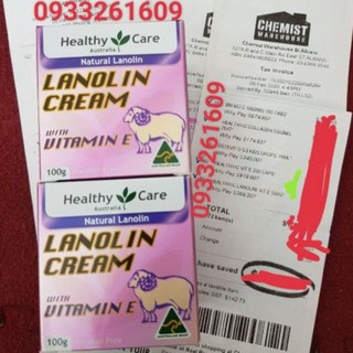 Kem Cừu Healthy Care Lanolin Cream 100g Úc - màu hồng vitamin E