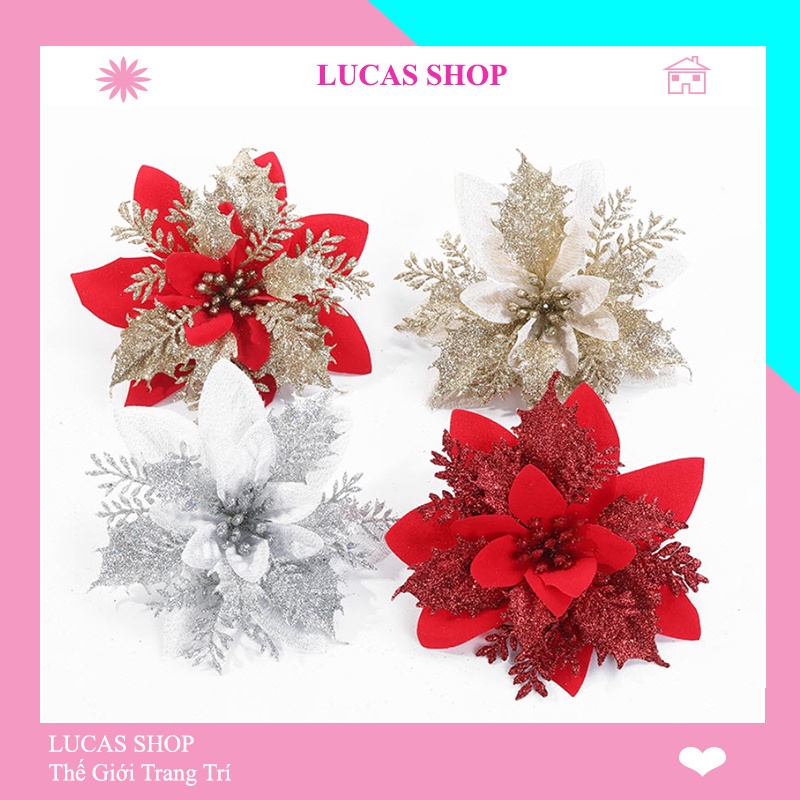Hoa giả - Bông hoa trạng nguyên kim tuyến trang trí cây thông noel, làm tháp oản