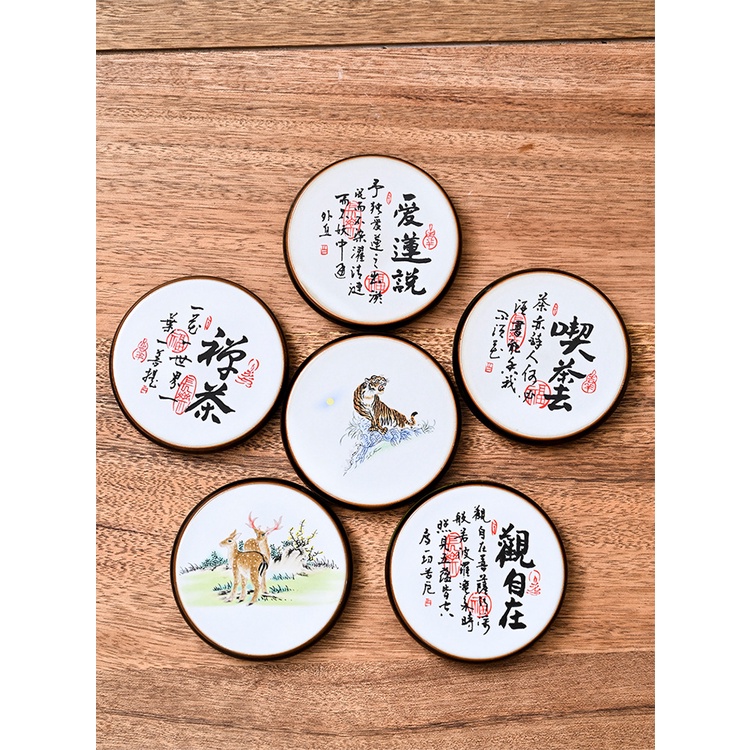 Gác Nắp Ấm Trà, Ấm Tử Sa, Đế Kê Lót Chén bằng Sứ Cảnh Đức Trấn